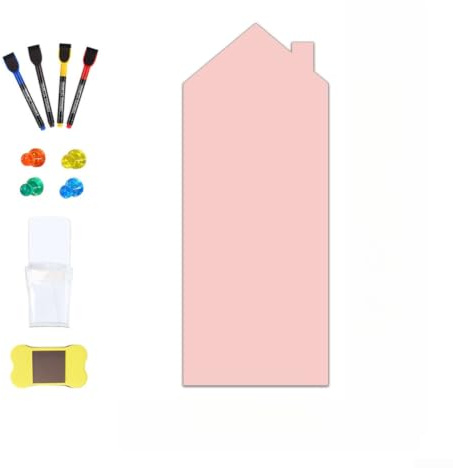 TDCuizent Magnetisk tavla väggdekal för: Säkert PET-material 40 x 90 cm själv- whiteboardklistermärke med krita för barnkammare lekrum klassrum dekor och inlärning (rosa)