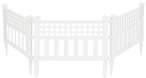 Suncast Grand View 14.5 x 24 Inch Resin Yard Garden Border Fence, White (3 Pack)