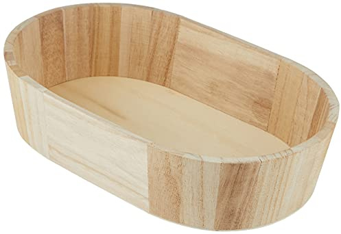 Artemio Corbeille en Bois Ovale, Bois, Beige, 28 x 6 x 18 cm