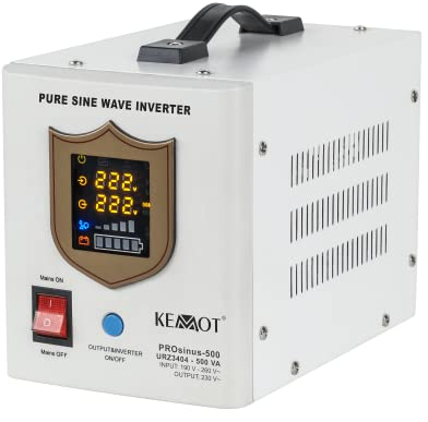 Alimentazione di emergenza Kemot Prosinus-300, URZ3404, inverter, onda sinusoidale pura, funzione di carica 12 V, 230 V, 500 VA/300 W, colore bianco