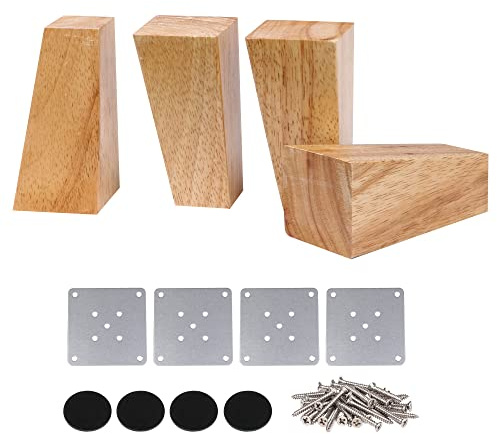 SHANOER 4PCS 120mm Height Sofa Legs Oak Wood Furniture Legs Couch Dresser Armchair Feet Burlywood