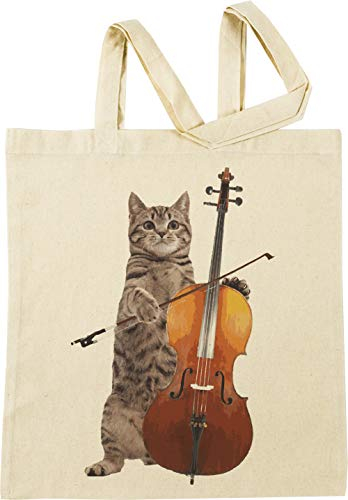 Cello Cat – Meowsicians beige shoppingväska