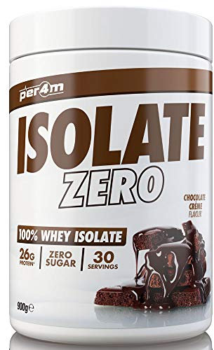 Per4m Isolate Zero Premium Whey Protein Powder | Superior Flavour Ultra Filtered + Amino Acids | Fast Absorbing Zero Sugar Gluten Free Shake for Lean Muscle & Recovery (900g, Chocolate Creme)