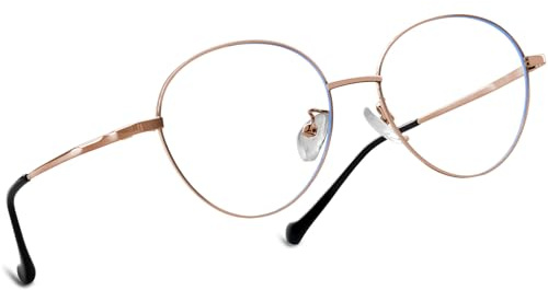 Joopin Gafas Luz Azul Mujer y Hombre para Ordenador Lentes Antireflejantes con Filtro de Luz Azul sin Graduación Marco de Metal Rosa