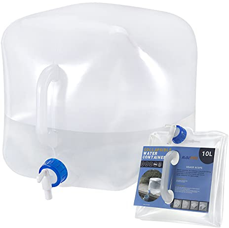 RISEPRO Faltbarer Wasserbehälter mit Zapfhahn, BPA-freier Wasseraufbewahrungskrug Wasserflasche für Outdoor-Camping, Wandern & Notfall-Überlebens-Kit, faltbar tragbar