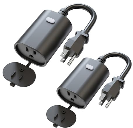 Minoston Outdoor Smart Plug, WiFi Outlet, IP65 Weatherproof, Compatible with Alexa, Google Assistant, Timer & Countdown by Smart Life APP, No Hub Required, FCC Certified, 2 Pack (MP22W)