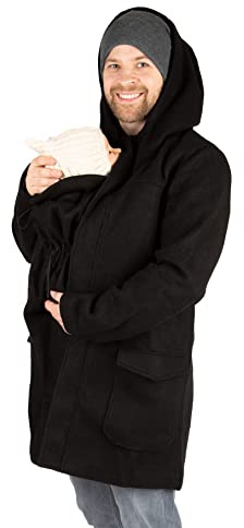 Viva la Mama - 3in1 Tragemantel für Männer Winter Tragejacke Papa - PAVO - schwarz - M