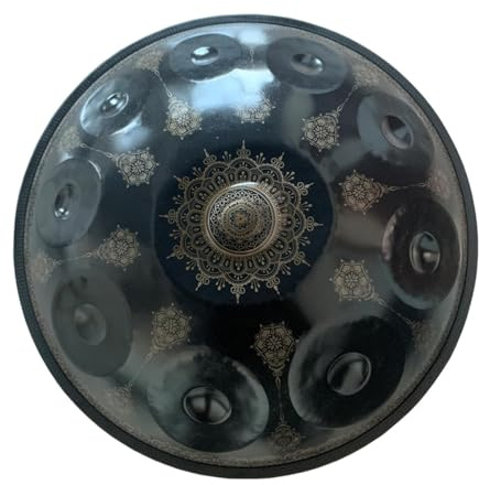 Handpan Instrument 22 Zoll D-Moll Steel Tongue Drum Percussion Drum Instrument mit Reisetasche,10Notes-Black