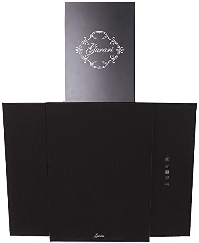 GURARI Wandhaube GCH S 171 60 BL PRIME + Kohlefilter, Dunstabzugshaube 60 cm, Kopffreihaube, Schwarz Glas,1000m³/h, 4 Stufen, Display, Randabsaugung, Timer, Fernbedienung, Ablufthaube, Umlufthaube