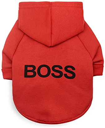 LtuzPet Boss Druck Hund Hoodie - Weiche Fleece Haustier Kleidung Warme Jacke Mantel