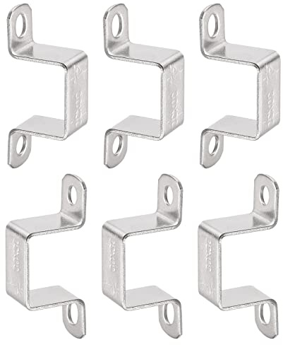 DTGN 28mmx32mm(InnerHxInnerW) U Shaped Strut Connector Bracket - 6Pack - Good for Home Pipe Fixing - 304 Stainless Steel Door Closed Bar Holder