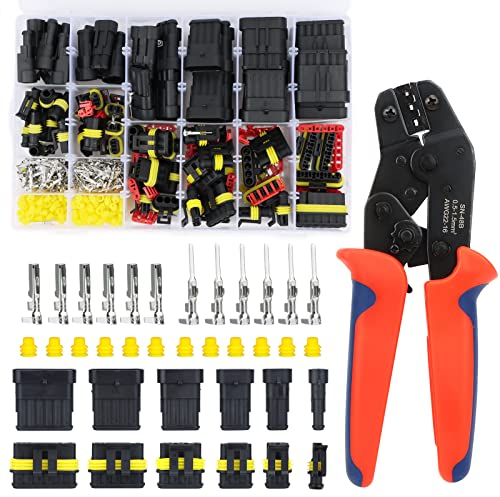 709 Stück Wasserdichter Elektrischer Steckverbinder, 1/2/3/4/5/6-Poliger Wasserdichter Steckverbinder mit SN-48B-Anschlusscrimpzange, Schnellanschlussstecker für Autos, Motorräder, LKWs, Boote