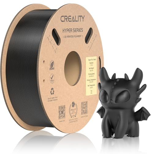 Official CREALITY Hyper PLA Filament 1.75mm, High Speed PLA 30-600mm/s Rapid 3D Printer Filament, Dimensional Accuracy +/-0.02mm, Fit Most FDM 3D Printers, 1KG(2.2lbs) Spool Black