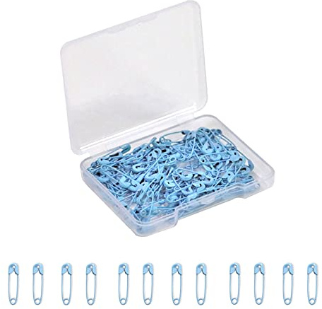 Small Safety Pins,19mm Mini Safety Pins for Clothes,Light Blue Safety Pin Rust Resistant Nickel Plated Steel Set for Crafting,Sewing,Rimming Fastening Clip Button for Garment Hang Tag 120pcs/box