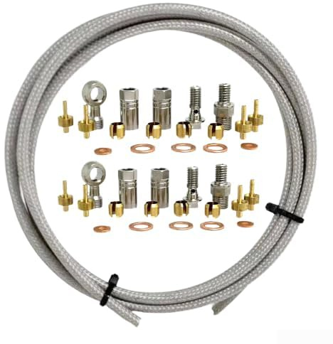DAZZLEEX Fahrrad-Hydraulikbremsschlauch-Set, Fahrrad-Scheibenbremsölschlauch, 2,5 m Metallschlauch für Hope für Bremssättel vorne und hinten, Bremshebel