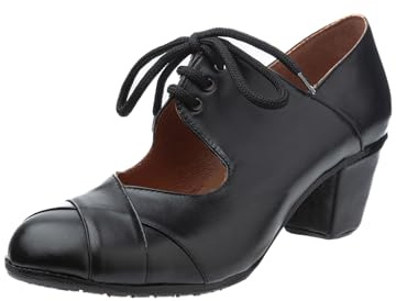Menkes Solea Calé Schuhe mit kubanischem Absatz für Damen, Leder mit Nägeln, Schwarz , 42 EU