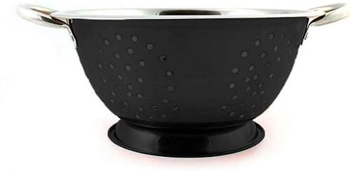 TRTO 1Pcs Mini Retro Black Enamel Kitchen Food Colander Stainless Steel Sieve Filter Easy to Use and Cleans