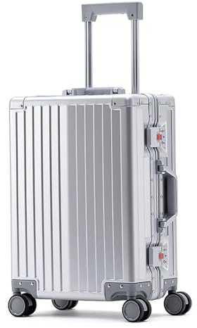 ANNI RIEL Alle Aluminium Magnesium Hartschale tragen auf Gepäck mit Rädern, Hardside tragen auf Koffer mit TSA-Schloss, Fluggesellschaft genehmigt Reißverschluss Koffer Kariertes Gepäck Metall