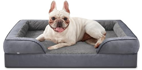 JOEJOY Mittelgroß Orthopädisches Hundebett, mittelgroßes waschbares Katzenbett Hundekissen mit Wabenstruktur und abnehmbarem wasserdichte Fütterung Schaumstoff hundebett orthopädisch Hellgrau