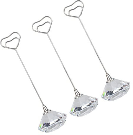 TOGEVAL 3 Stück Memo- in Herzform Kristall-memo- Ständer Für Party Memo-clip Diamant-basis Für Heimdekoration