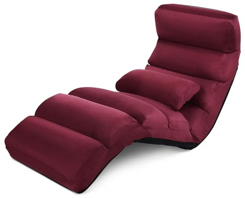 RELAX4LIFE Silla plegable, silla de suelo con respaldo ajustable, silla de suelo acolchada, con cojín suave, estructura resistente, ideal para jugar y leer (color rojo)