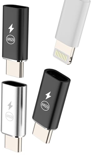 65W Adaptateur Lightning vers USB C Mâle (Lot De 3) PD Chargeur Rapide Prise Type C Câble pour Apple pour IPhone 16 15 Pro Compatible avec Samsung pour IPad Connecteur Jack Accessoire Voiture Câblage
