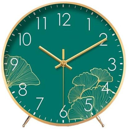 MENGLI-2024 Desk Clock Fashion Desk Clock Silent Non-ticking Desk Clocks Office Desk Clock HD Glass Lens Easy to Read Desktop Decoration Tabletop Clock(Green)