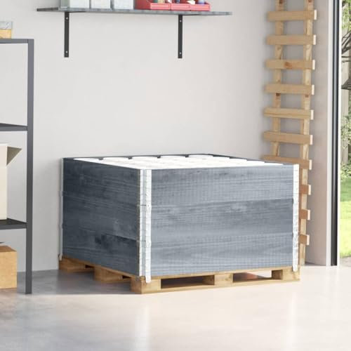 Lechnical Pallet Collars 3 pcs Grey 100x100 cm Solid Wood Pine,Pallet Collars,Versatile for Storage or Raised Garden Bed,Space Saving-3295376