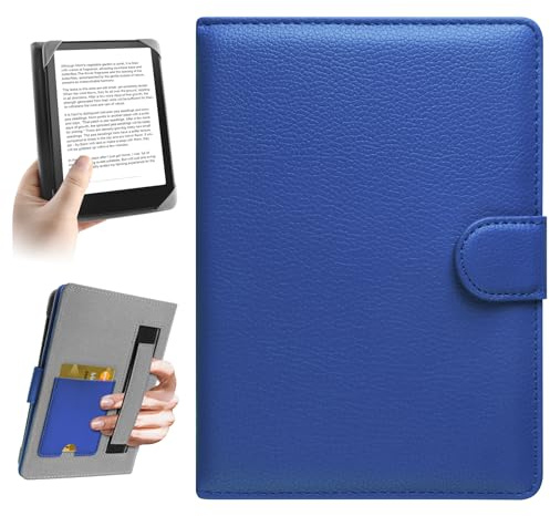 HoYiXi Universal Hülle für 6,6.8'' Pocketbook/Tolino/Sony E-Book Reader Kompatibel mit 6.8'',7 Kindle Paperwhite/Kobo Clara HD/Kobo Clara 2E Cover Case,Leder Schutzhülle,Blau