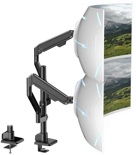 Monitorhållare för 2 Skärmar 17-40 Tum - Dubbel Monitorarm med Höjdjustering, Lutning och Vridning, Belastning 12 kg per Arm, VESA 75x75/100x100 mm