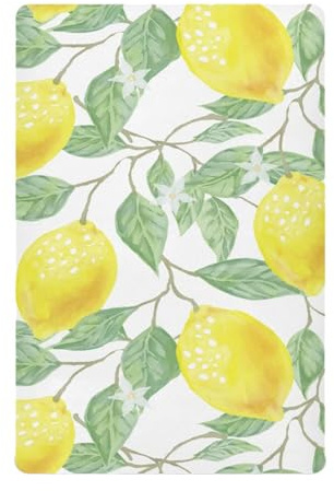 Odot Spannbetttuch für Babybetten, Obst Muster Kinderbett Spannbettlaken Beistellbett Spannbettlaken Mikrofaser Stubenwagen Bezug Kinderwagen/Moseskorb Matratzenbezug (Gelb Zitrone,190x90cm)