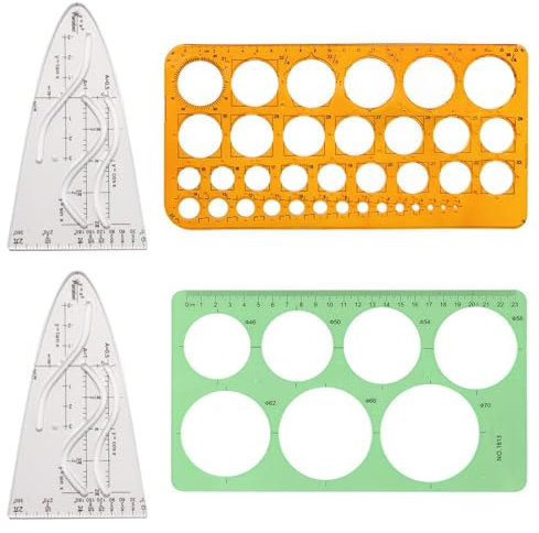 TPTGIAR 2 Stück Parabelschablone Mathe, 2 Kreisschablone, Multifunktionales Schablone Circle, Wiederverwendbares Schablonen Geometrie Set aus Kunststoff, für Lehrer Studenten und Grafikdesigner