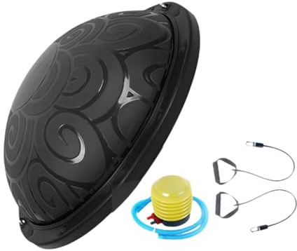 Aymzbd Balance Ball 18 Zoll Halbball mit Fußpumpe Flexibilität Halber Gymnastikball Übungs-Workout-Ball für Heim-Fitnessstudio, Schwarz