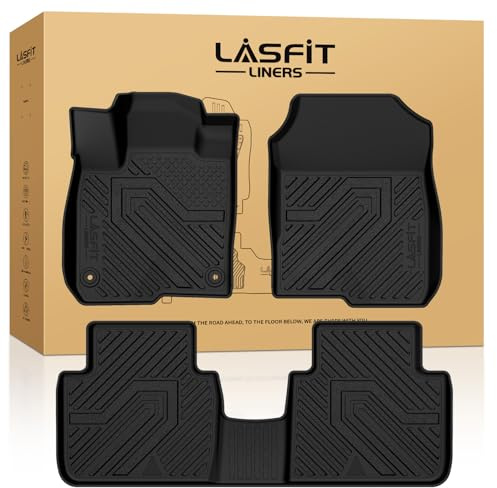 LASFIT Floor Mats for Honda HRV 2026 2025 2024 2023 Sport/LX/EX-L (Gasoline & Hybrid) & for Acura ADX 2025-2026, All Weather TPE Custom Fit HR-V Odorless Anti-Slip Floor Liner, 1st & 2nd Row, Black