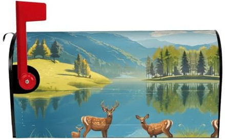 Deer Print Mailbox Cover Durable Oxford Cloth for American Standard & Large Size Mailboxes