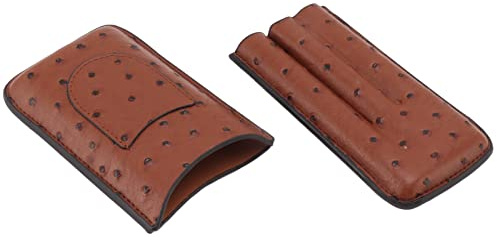 WPKD BLUEIY Cigarrfodral hållare, konstläder brun 3 fingrar cigarr bärväska, bärbart PU-läder cederfodral för resor och jubileumsgåvor