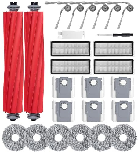 APZOVO Accesorios Recambios para Roborock Qrevo S Pro/QV 35A / QV 35S, 2 Cepillo Principal, 4 Filtro HEPA, 6 Paño, 6 Bolsa de Polvo, 6 Cepillo Laterale