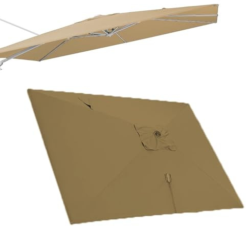 Toile d'auvent de rechange de 3 x 3 m pour parasol déporté – Housse supérieure anti-UV pour jardin, piscine, terrasse – Toile de rechange pour parasol de 3 x 3 m – Gris
