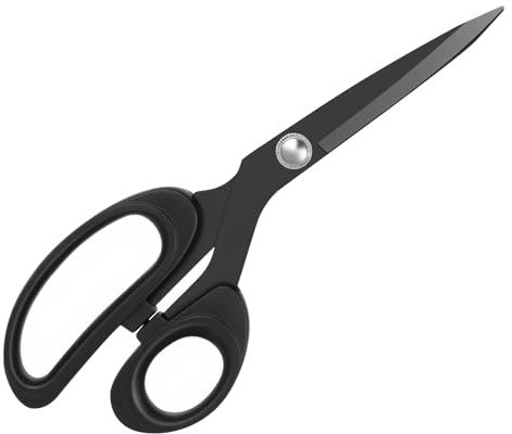 Left-Handed Scissors for Adults, 8 Inch Black Stainless Steel Blade Titanium Coating Forged Stainless Steel for Dressmaking Leather Professional Sewing Fabric Paper DIY
