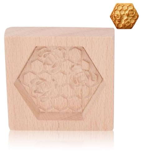 Stampo per biscotti in legno, stampo da forno 3D in legno di faggio Stampo per biscotti intagliato riutilizzabile Strumento di decorazione riutilizzabile per Natale fai-da-te (Decorazione dell'ape)