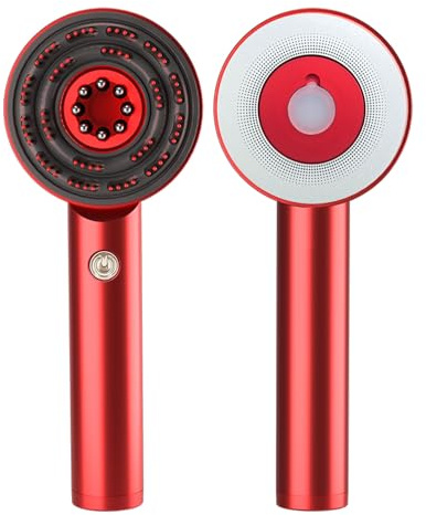 3-in-1 Rotlicht Haarbürste Elektrisch Kopfmassagegerät mit 6ML Haaröl Applikator, Kopfhautmassage mit Rotlicht/Blaulicht/Mischlicht, IPX7 Wasserdicht