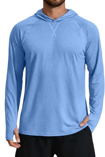 COOFANDY Men UPF 50+ Sun Protection Hoodie Shirts Lightweight Long Sleeve Fishing Shirt UV SPF Rash Guard for Hiking Workout