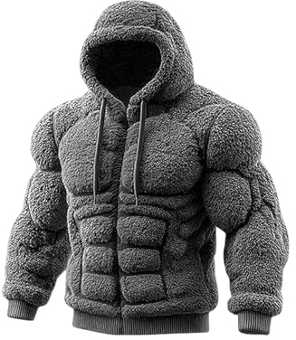 Muscle Flanell Hoodie - Varm Huvtröja, Streetwear Casual Vinterjacka, Fitness Print Pullover | Utomhusträning College Resefester Camping Halloween Holiday Outfit Män Pojkar