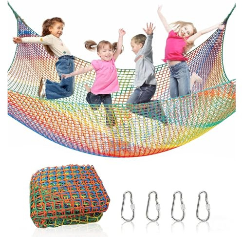 alouweekuky 1m×3m Kletternetz Kinder Outdoor Schwerlast Doppeltschichten | Kinder Sicherheitsnetz Klettergerüst Schaukel, Kletternetz Outdoor Fallschutznetz für Spielplatz Outdoor Indoor Garten