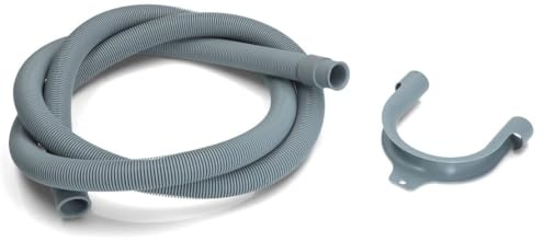 RYELDOM Tubo de desagüe en espiral de 2 m con enganche de desagüe, manguera de desagüe para lavadora y lavavajillas, repuesto flexible para electrodomésticos