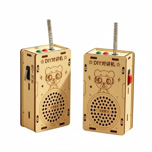 Gitohoni Kinder Kommunikationsgerät Holz Baukasten Lernspielzeug Elektronikbausatz mit Bedientasten Lautsprecher Federantenne für Verständigungsübungen Freizeit Schule Geeignet