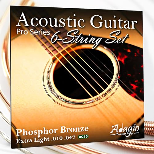 Adagio Professional Acoustic Guitar Strings Full Set/Pack - Gauge 10-47 Phosphor Bronze