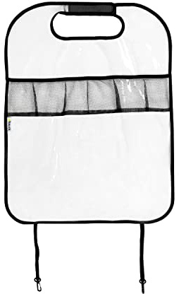 Hauck Cover Me Universal ryggstödsskydd för bilframsäten, enkel fästning, slitstark, kan tvättas, mycket förvaringsutrymme, 64 x 48 cm – grå