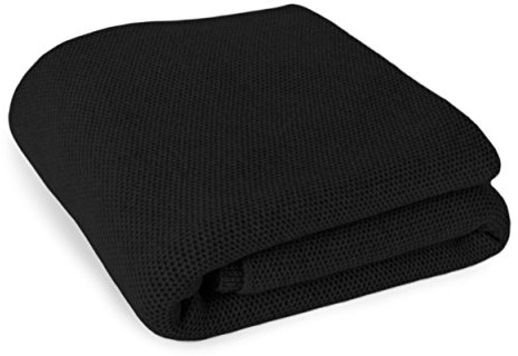 Love Cashmere - Coperta in 100% cashmere, motivo a nido d'ape, da viaggio, realizzata a mano in Scozia Nero Medium