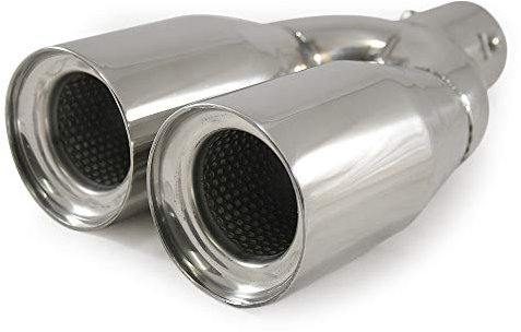 Auspuffblende Doppelrohr Endrohr Edelstahl Auto Endrohrblenden Auspuffendrohr Auspuffrohr Tuning Universell Schalldampf Blende Sport Rund Chrom Auspuffspitzen 58 mm